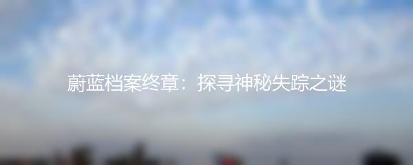 蔚蓝档案终章：探寻神秘失踪之谜
