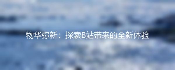 物华弥新：探索B站带来的全新体验