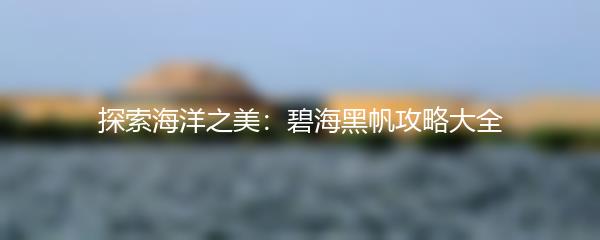 探索海洋之美：碧海黑帆攻略大全
