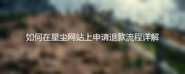 如何在星尘网站上申请退款流程详解