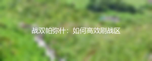 战双帕弥什：如何高效刷战区