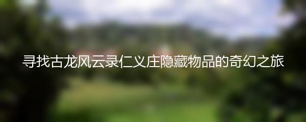 寻找古龙风云录仁义庄隐藏物品的奇幻之旅