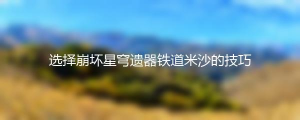 选择崩坏星穹遗器铁道米沙的技巧