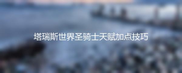 塔瑞斯世界圣骑士天赋加点技巧