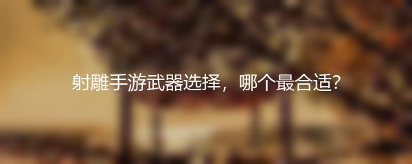 射雕手游武器选择，哪个最合适？