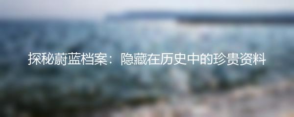 探秘蔚蓝档案：隐藏在历史中的珍贵资料