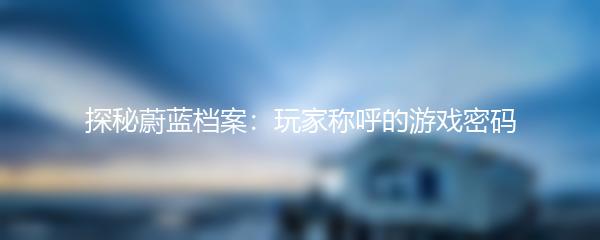 探秘蔚蓝档案：玩家称呼的游戏密码