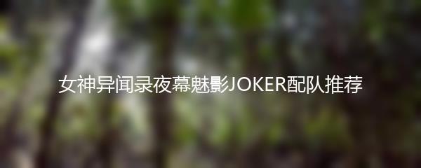 女神异闻录夜幕魅影JOKER配队推荐