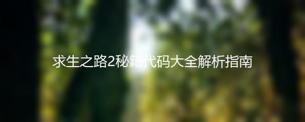 求生之路2秘籍代码大全解析指南