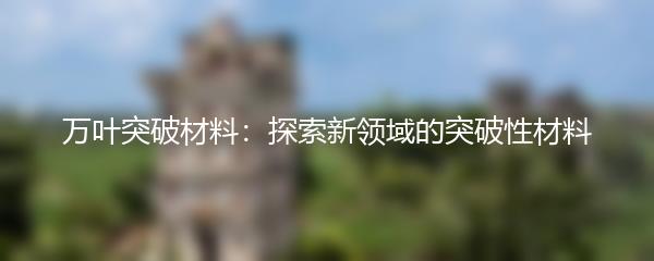 万叶突破材料：探索新领域的突破性材料