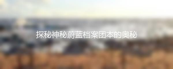 探秘神秘蔚蓝档案团本的奥秘