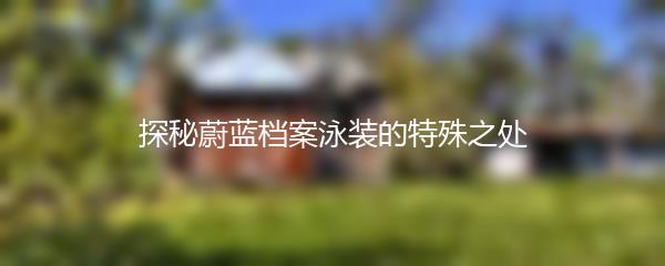 探秘蔚蓝档案泳装的特殊之处