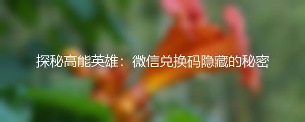 探秘高能英雄：微信兑换码隐藏的秘密