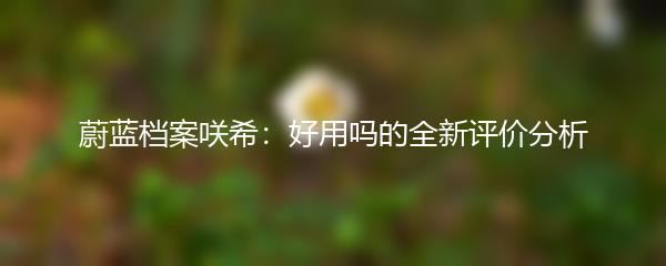 蔚蓝档案咲希：好用吗的全新评价分析