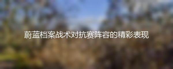蔚蓝档案战术对抗赛阵容的精彩表现