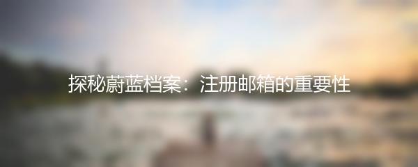 探秘蔚蓝档案：注册邮箱的重要性