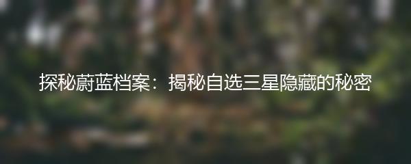 探秘蔚蓝档案：揭秘自选三星隐藏的秘密