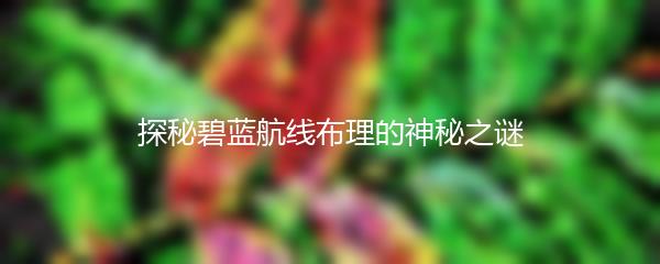 探秘碧蓝航线布理的神秘之谜