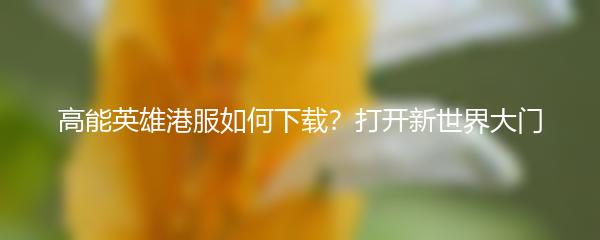 高能英雄港服如何下载？打开新世界大门