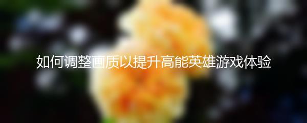 如何调整画质以提升高能英雄游戏体验