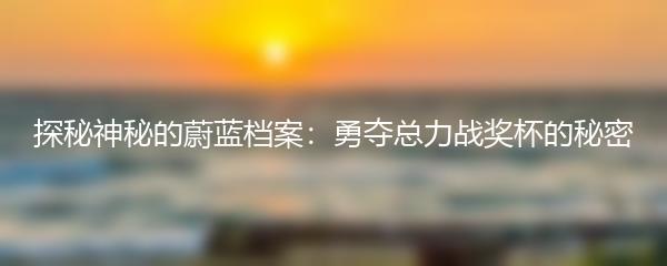 探秘神秘的蔚蓝档案：勇夺总力战奖杯的秘密