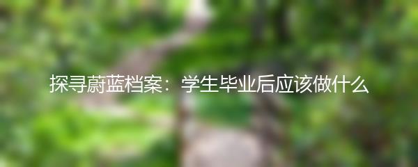 探寻蔚蓝档案：学生毕业后应该做什么