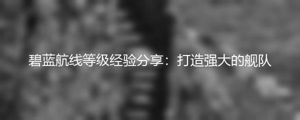 碧蓝航线等级经验分享：打造强大的舰队