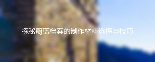 探秘蔚蓝档案的制作材料选择与技巧