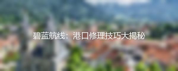 碧蓝航线：港口修理技巧大揭秘