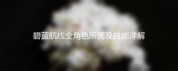 碧蓝航线全角色所属及技能详解