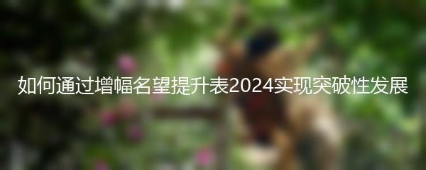 如何通过增幅名望提升表2024实现突破性发展
