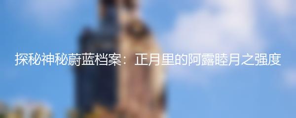 探秘神秘蔚蓝档案：正月里的阿露睦月之强度