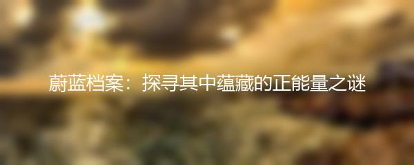 蔚蓝档案：探寻其中蕴藏的正能量之谜