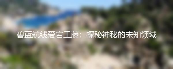 碧蓝航线爱宕工藤：探秘神秘的未知领域