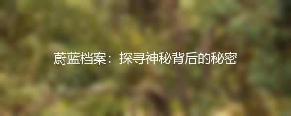 蔚蓝档案：探寻神秘背后的秘密