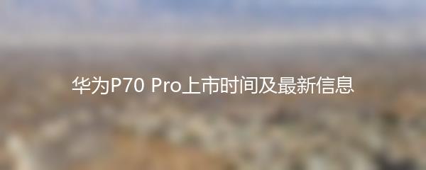 华为P70 Pro上市时间及最新信息