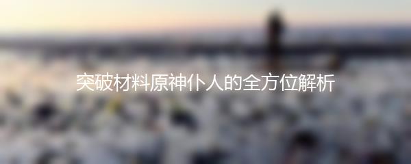 突破材料原神仆人的全方位解析