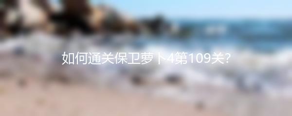 如何通关保卫萝卜4第109关？