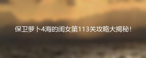 保卫萝卜4海的闺女第113关攻略大揭秘！
