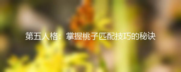 第五人格：掌握桃子匹配技巧的秘诀