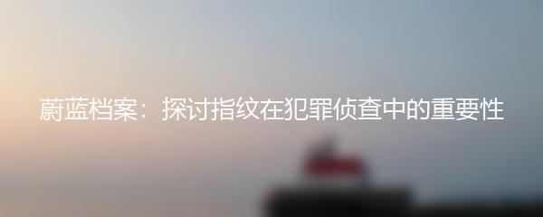 蔚蓝档案：探讨指纹在犯罪侦查中的重要性