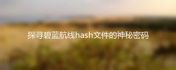 探寻碧蓝航线hash文件的神秘密码