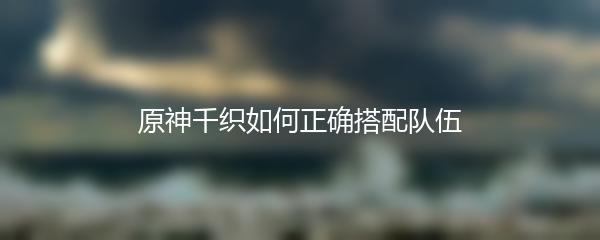 原神千织如何正确搭配队伍