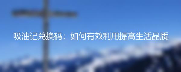 吸油记兑换码：如何有效利用提高生活品质