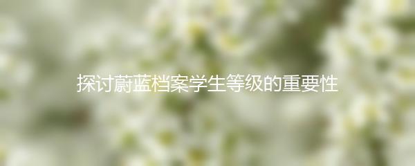 探讨蔚蓝档案学生等级的重要性