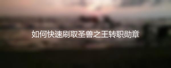 如何快速刷取圣兽之王转职勋章