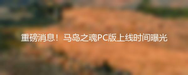 重磅消息！马岛之魂PC版上线时间曝光