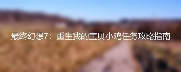 最终幻想7：重生我的宝贝小鸡任务攻略指南