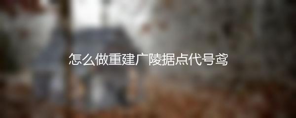 怎么做重建广陵据点代号鸢