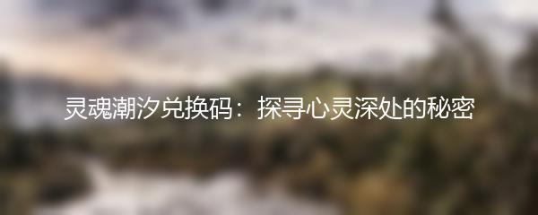 灵魂潮汐兑换码：探寻心灵深处的秘密